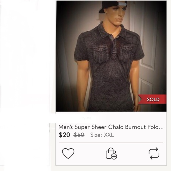 CHALC burnout Polo Tee shirt distressed gray cotton blend XL Fame Jeans EUC - Picture 8 of 10